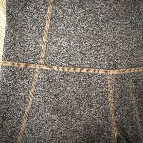 ATHLETA Gray Leggings with Tan Tonal Stitching - Picture 2 of 4
